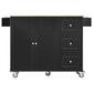 HOMLUX 53" Rolling Mobile Kitchen Island with Solid Wood Top and Locking Wheels in Black, , large