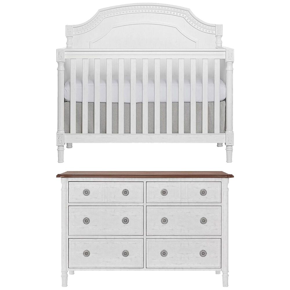 Evolur Julienne 2 Piece Nursery Set in Brush White and Toffee, , large