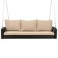 Hearth and Haven Go Outdoor 3-Seater PE Rattan Wicker Porch Swing Bench in Beige, , large