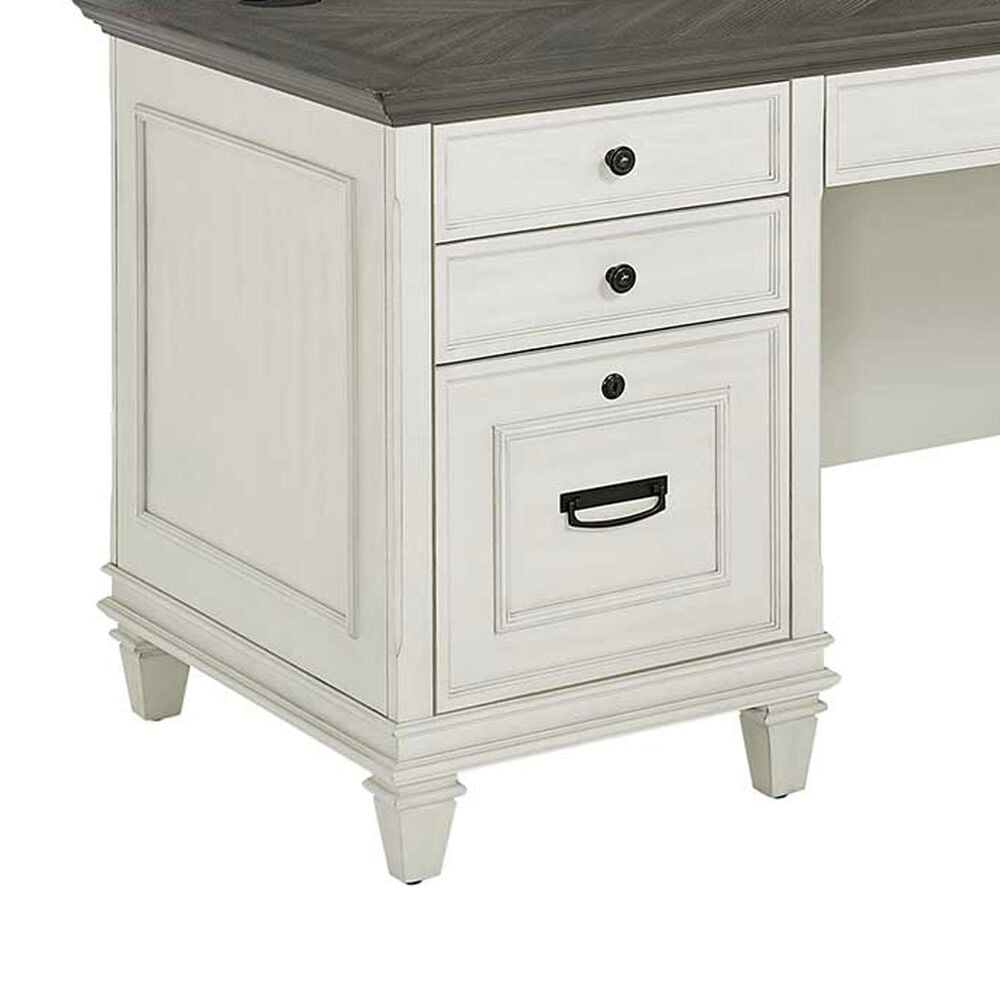 Wycliff Bay Hartford RHF Pedestal Desk in Antique White, , large