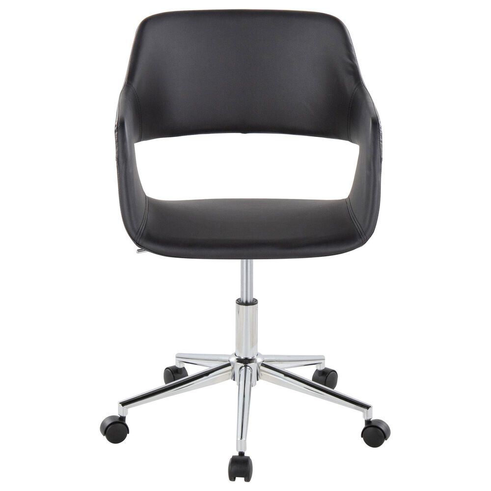 LumiSource Margarite Swivel Task Chair with Black Faux Leather Cushion in Chrome, , large