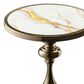 Furniture of America Gleam Round End Table in Antique Brass and White, , large