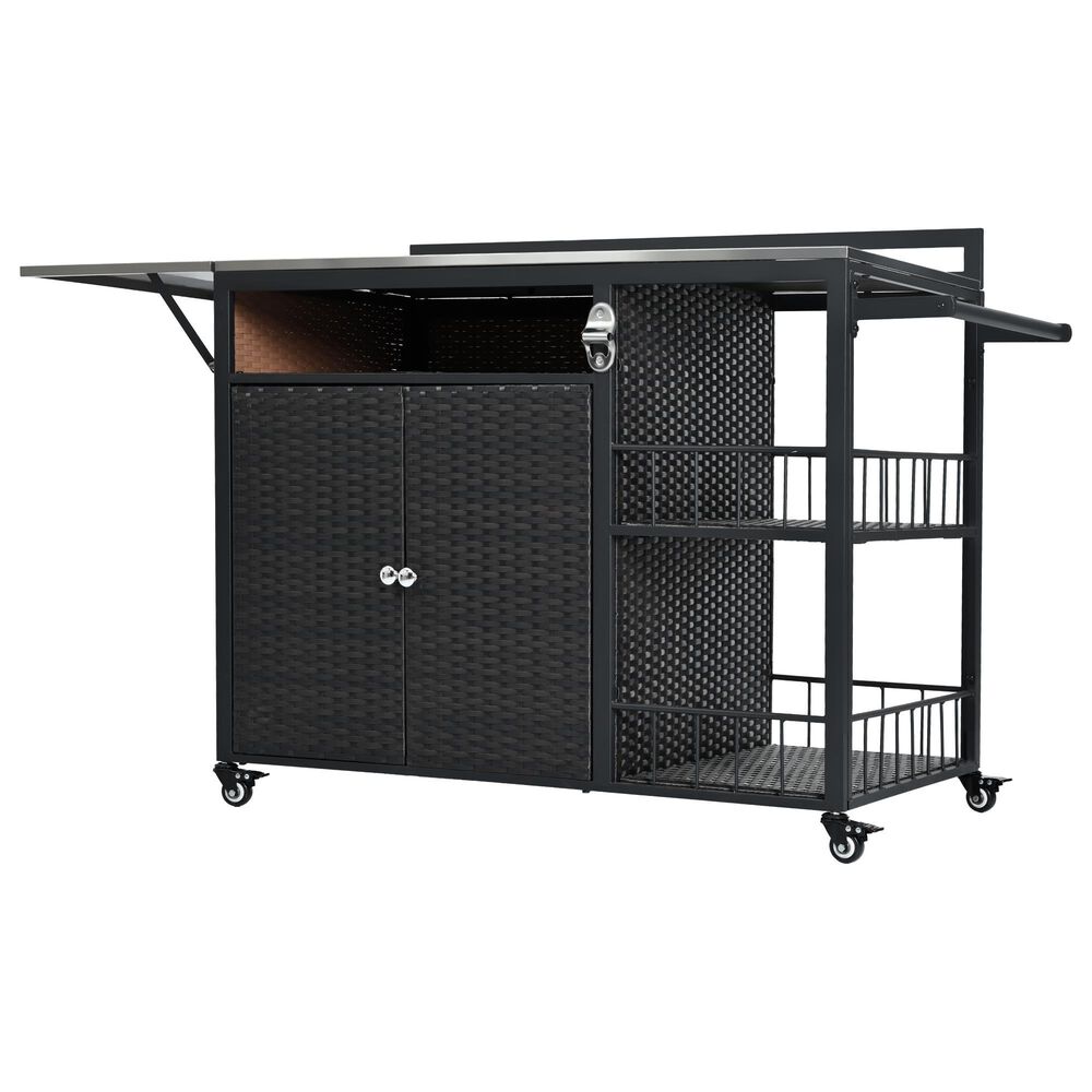 Hearth and Haven Patio Serving Cart in Dark Brown, , large
