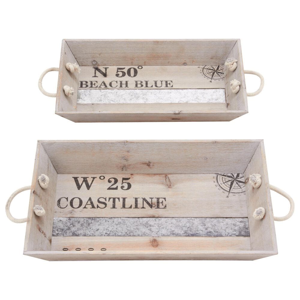 Maple and Jade Coastal Tray in Natural White and Gray (Set of 2), , large