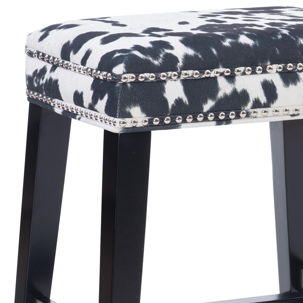 Linon Home Decor Walt Counter Stool with Black Cow Cushion in Black, , large