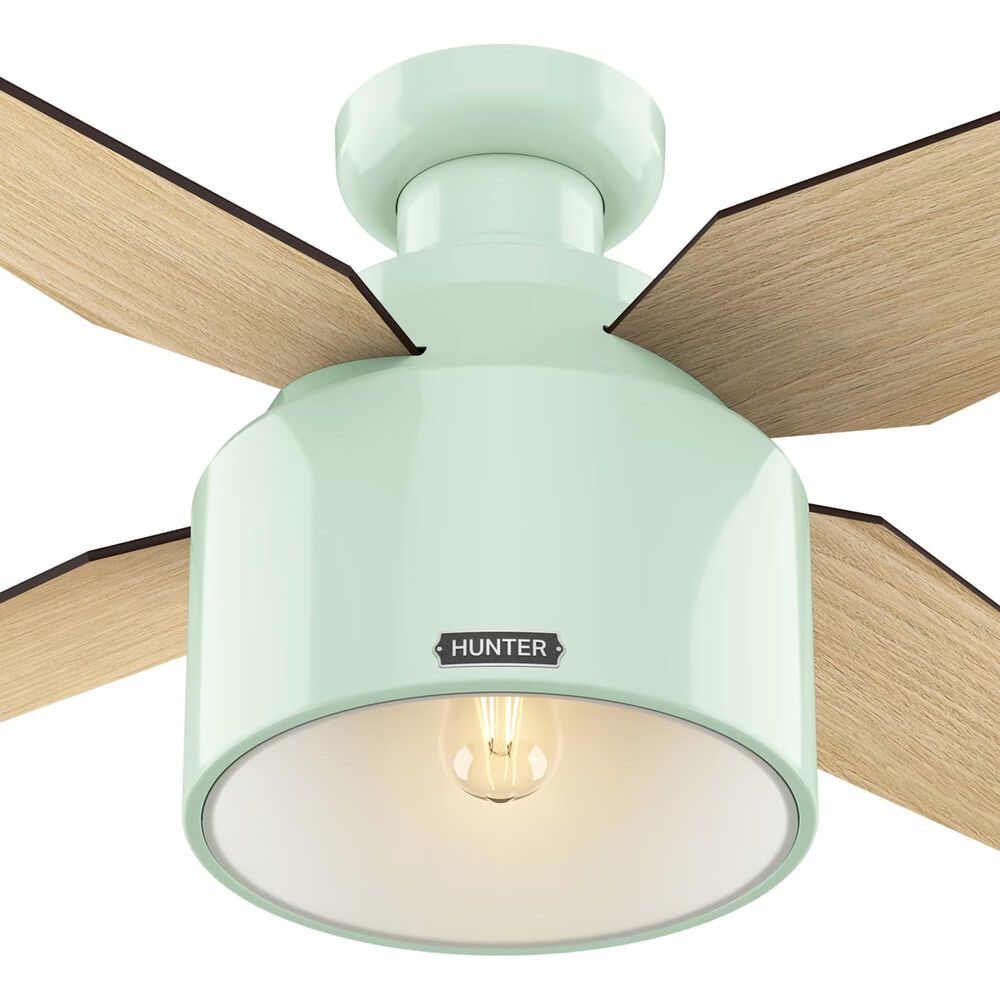 Hunter Cranbrook Low Profile 52&quot; Ceiling Fan with Light in Mint, , large