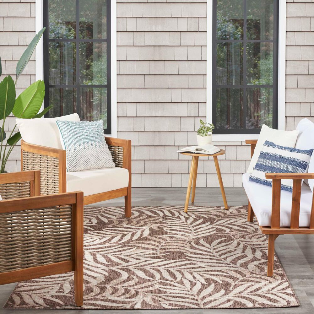 Nourison Garden Oasis Nature Mocha 5&#39; x 7&#39; Indoor/Outdoor Area Rug, , large