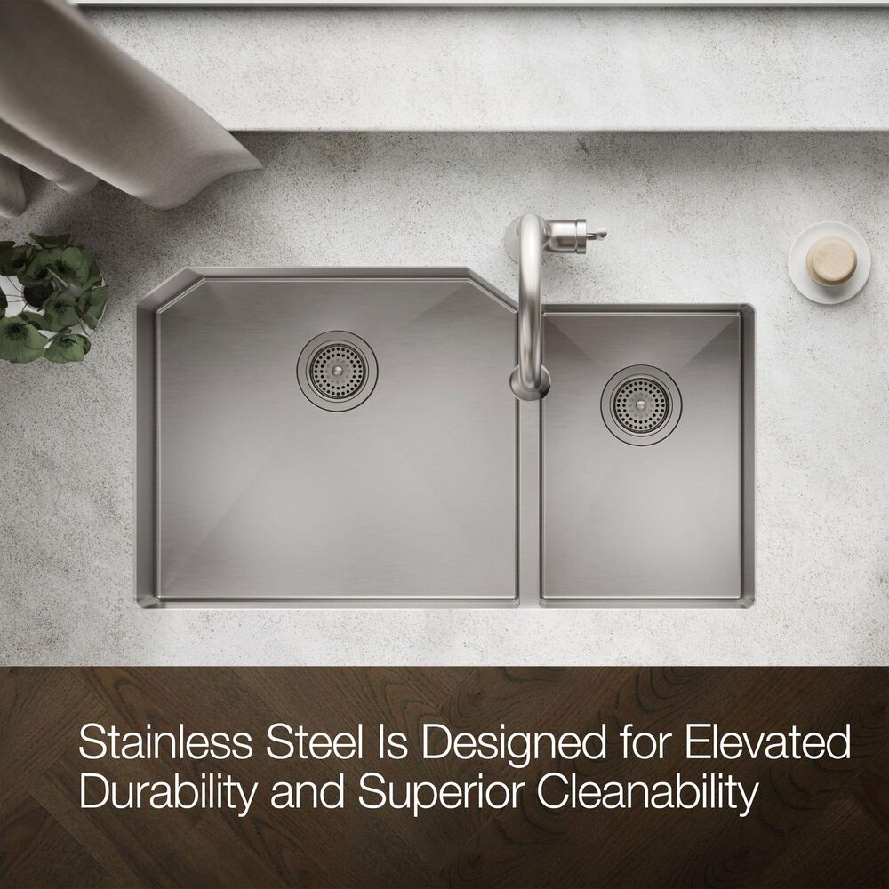 Kohler Strive 35.5" Undermount Double Bowl Kitchen Sinks in Stainless Steel, , large