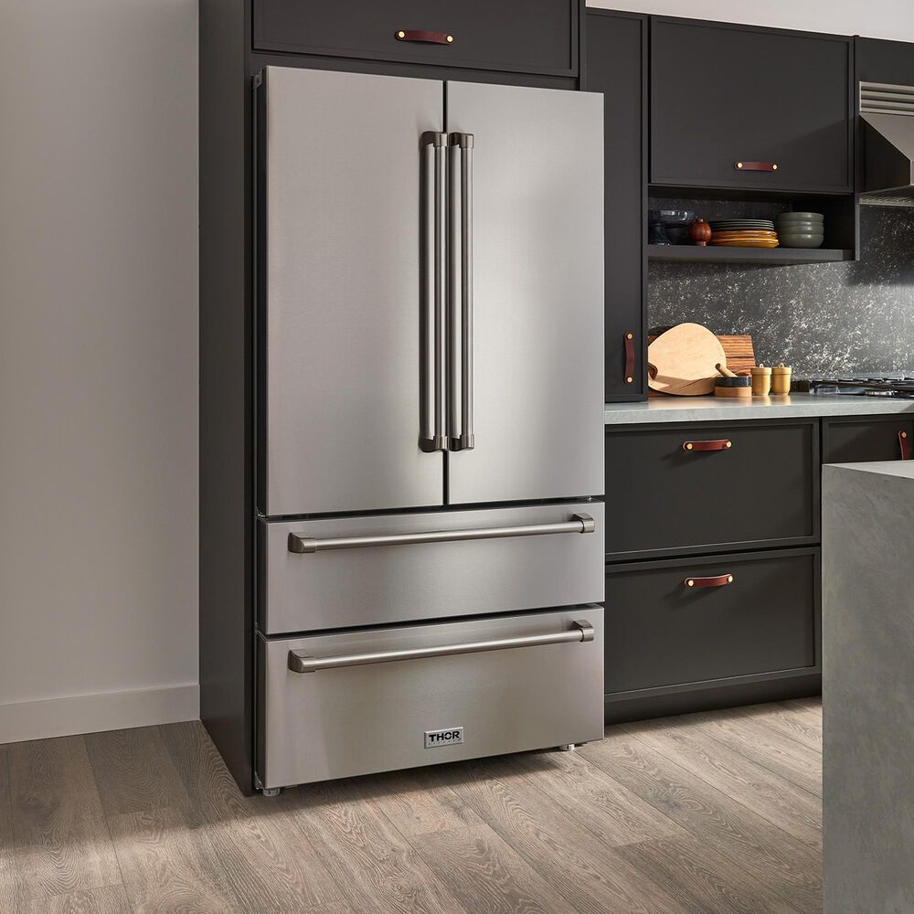 Thor Kitchen 36&quot; Professional French Door Refrigerator with Freezer Drawers in Stainless Steel, , large