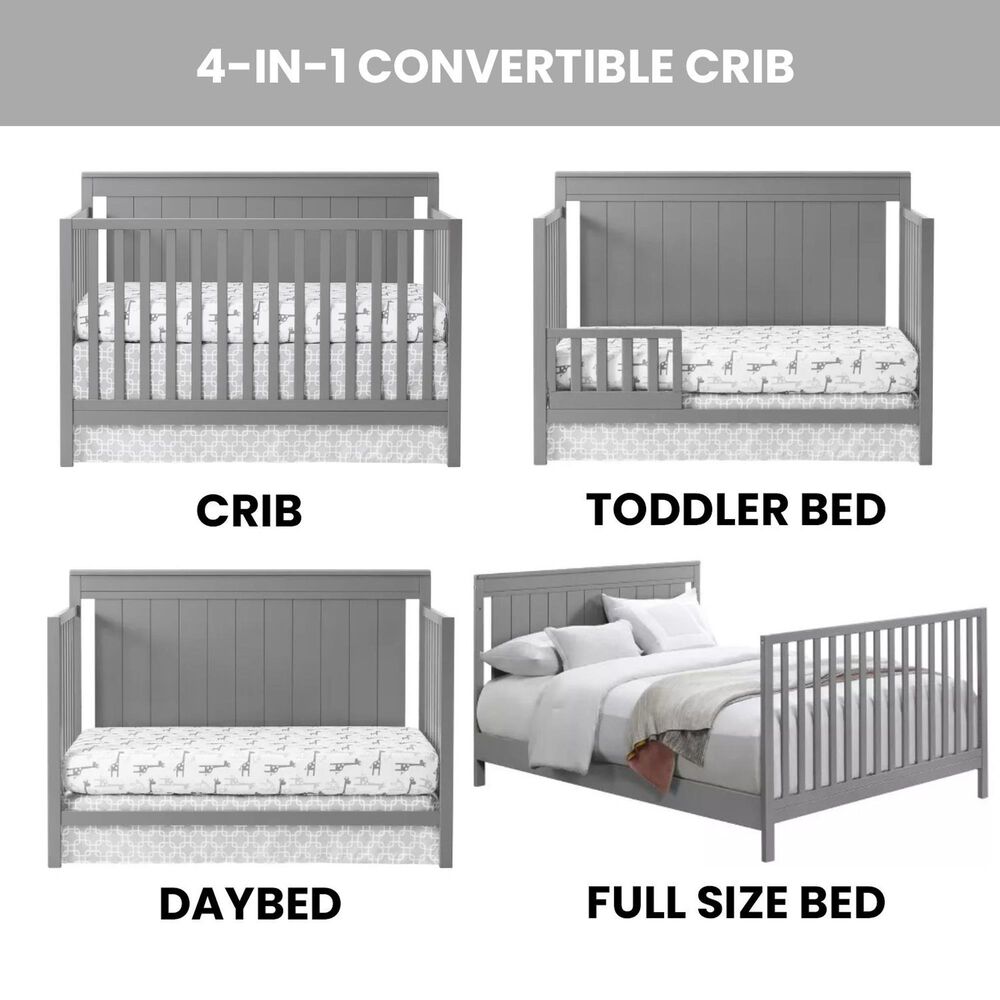 Oxford Baby Lazio 4-In-1 Convertible Crib in Dove Gray, , large