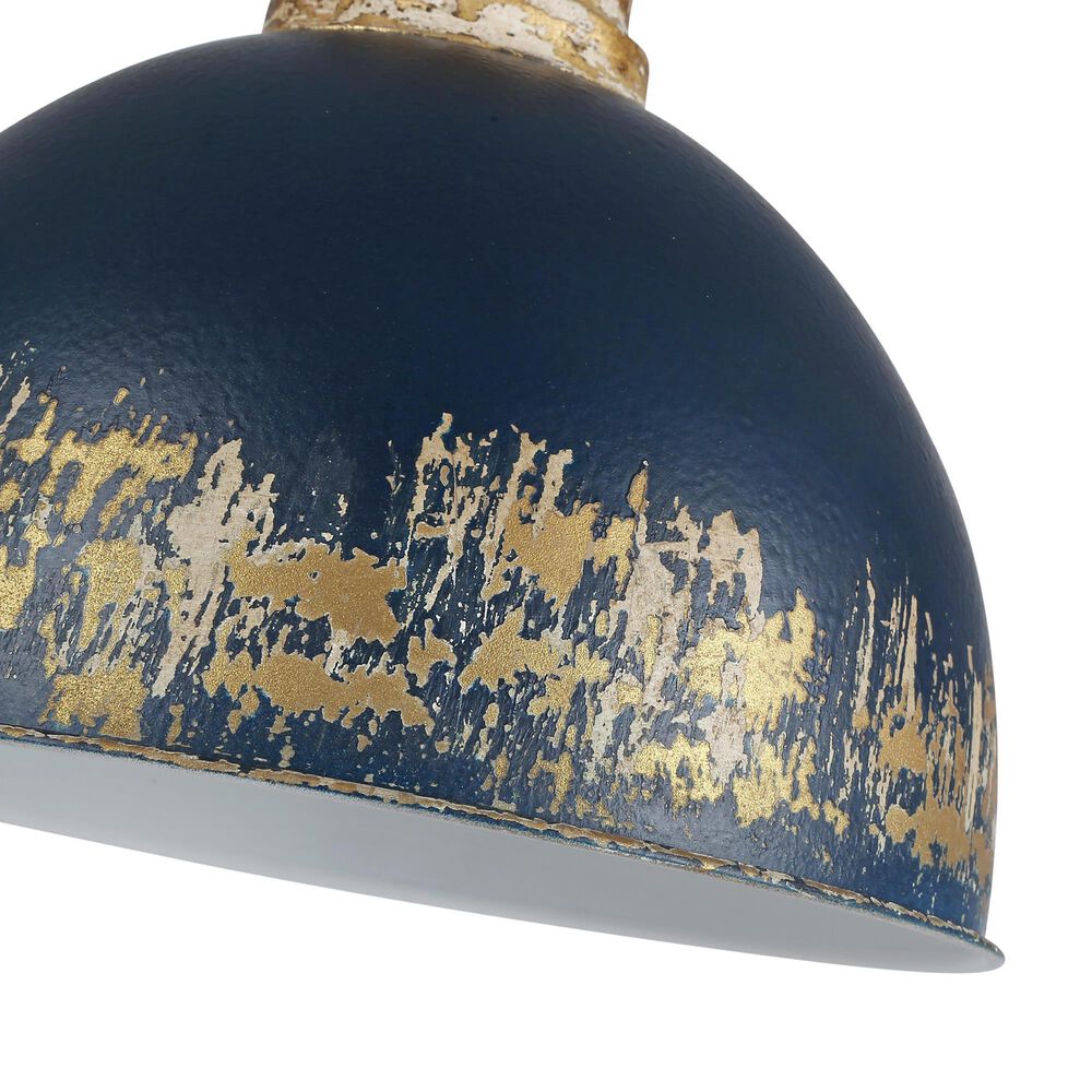 Golden Lighting Alison 1-Light Pendant with Antique Matte Navy Shade in Vintage Gold, , large