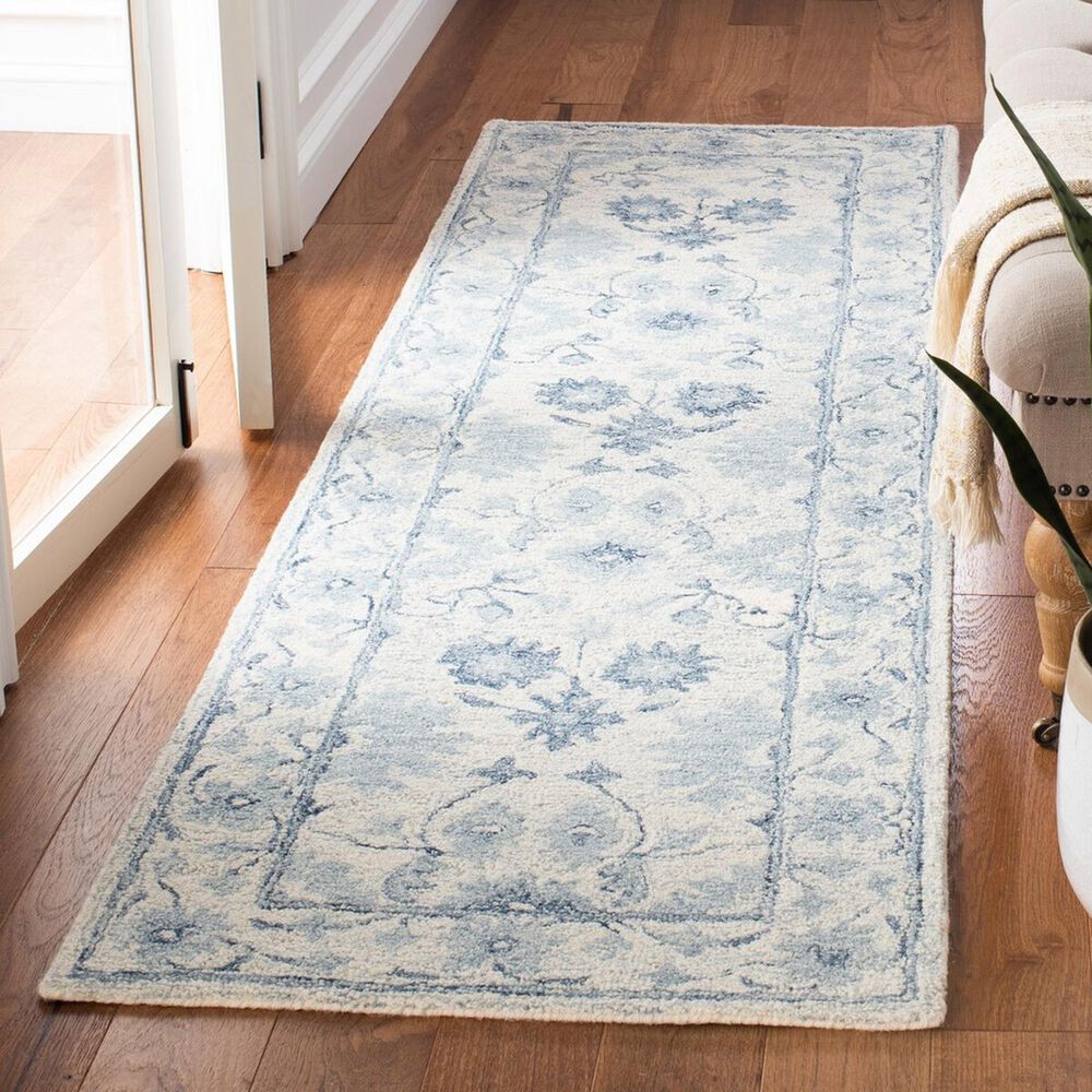 Safavieh Micro-Loop MLP276M 2&#39;3&quot; x 8&#39; Blue and Ivory Runner, , large