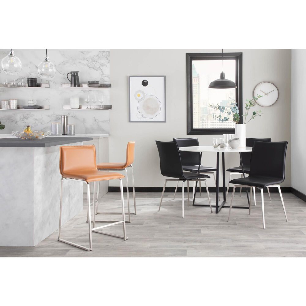 Lumisource Mara Counter Stool with Camel Cushion in Stainless Steel &#40;Set of 2&#41;, , large
