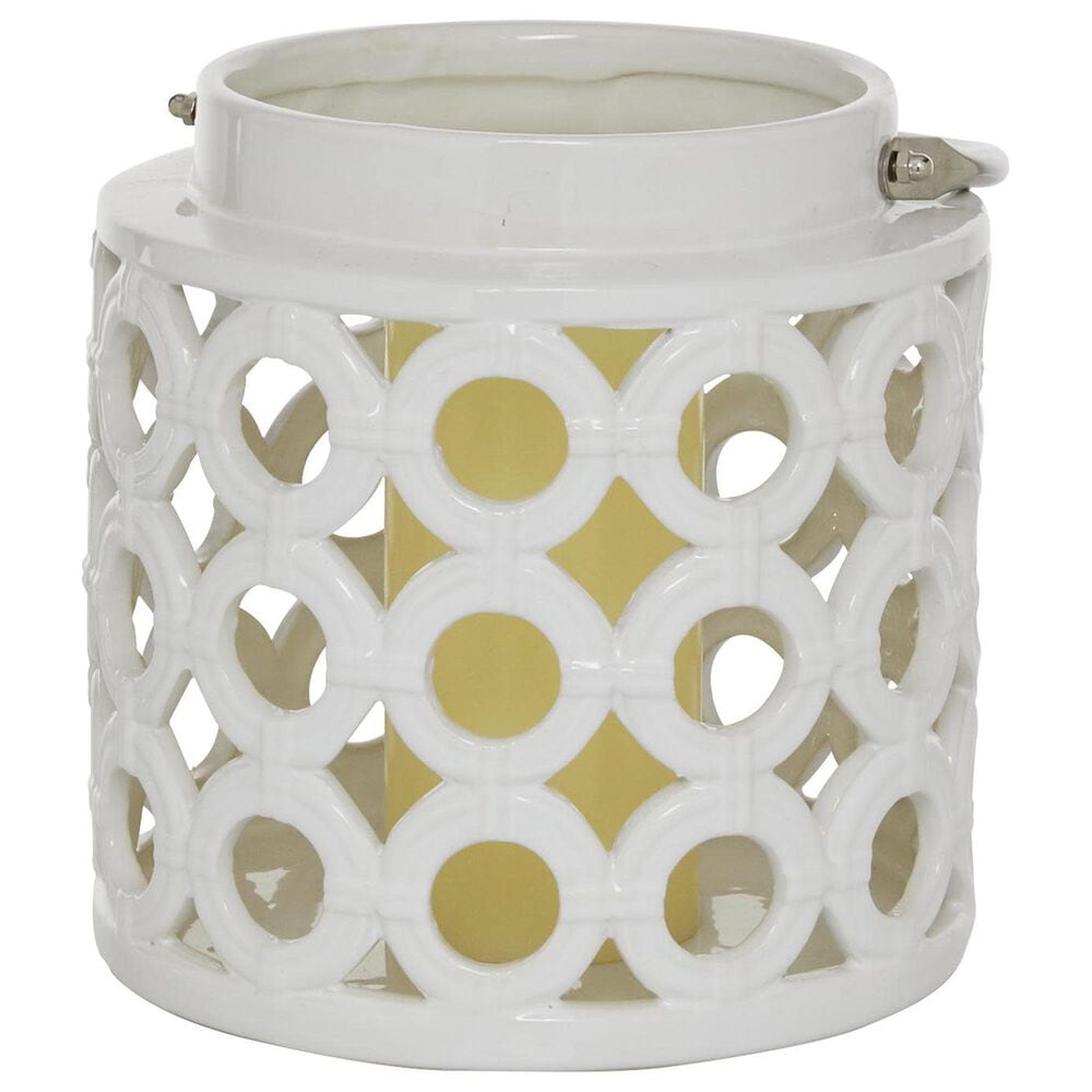 Maple and Jade 8&quot; Circles Decorative Indoor/Outdoor Decorative Candle Lantern in Polished White and Silver, , large