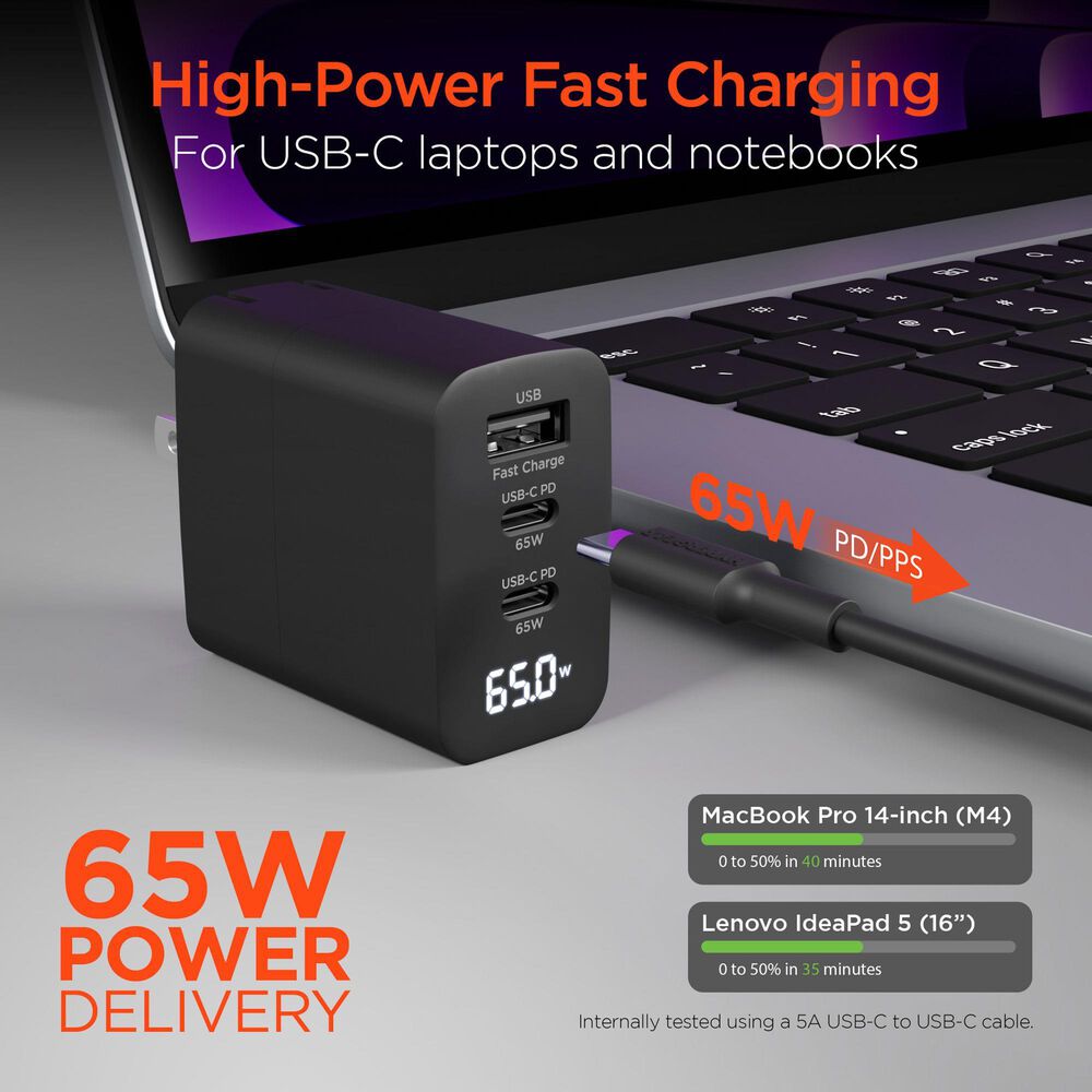 Hypercel SpeedBoost 65W Multi Travel Charger in Black, , large