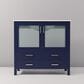Lexora Home Volez 36" Single Bathroom Vanity in Navy Blue with 2 cm White Ceramic Top and Rectangular Sink, , large
