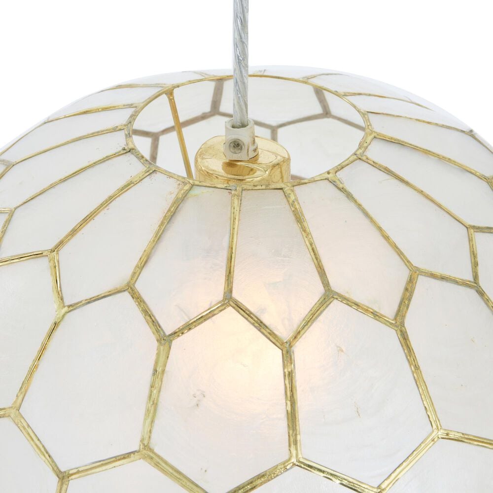 Creative Coop Simone 14" Pendant with Pearly White Shade in Antique Gold, , large