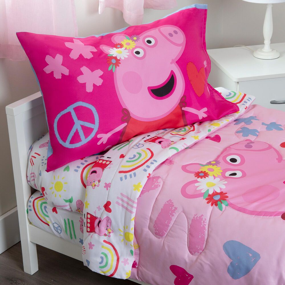Nojo Baby and Kids Peppa Pig 4-Piece Toddler Bed Set in Pink, Red, Lavender, Yellow and Blue, , large