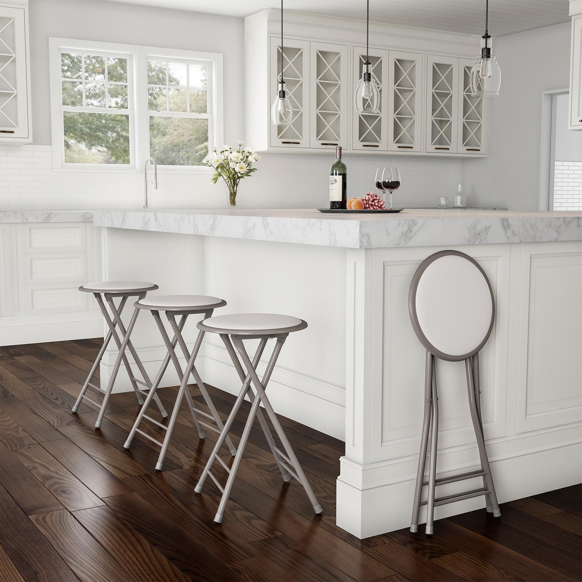 Timberlake 24 Folding Heavy Duty Stool in White and Gray NFM