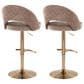 LumiSource Renee Adjustable Swivel Bar Stool with Brown Fabric Upholstery in Gold (Set of 2), , large