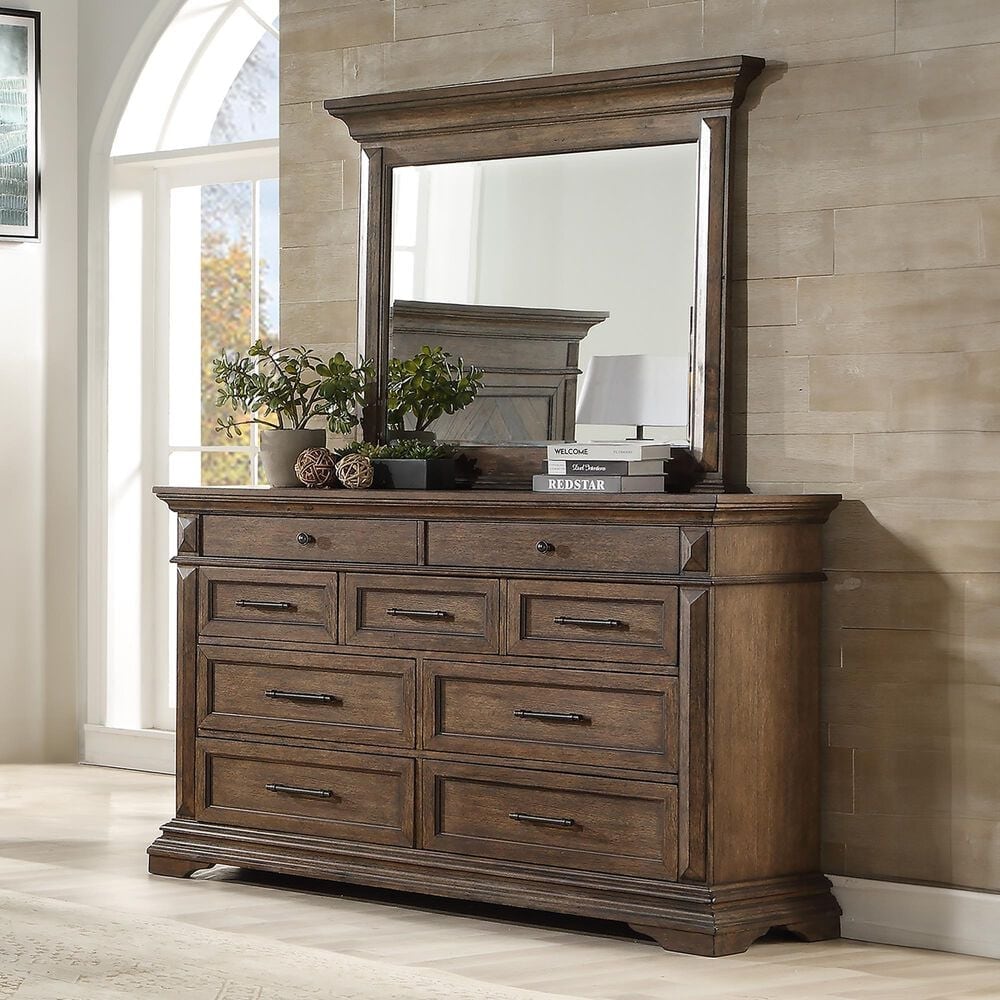 New Heritage Design Mar Vista Dresser Mirror in Rich Walnut, , large
