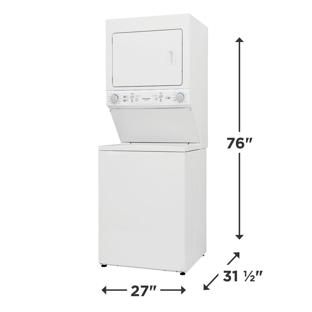 Frigidaire 3.9 Cu Ft Washer and 5.5 Cu Ft Dryer Electric Stacked Laundry in White, , large