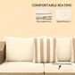 Hearth and Haven Outdoor Sofa with Cushions and Natural Wicker in Cream White, , large