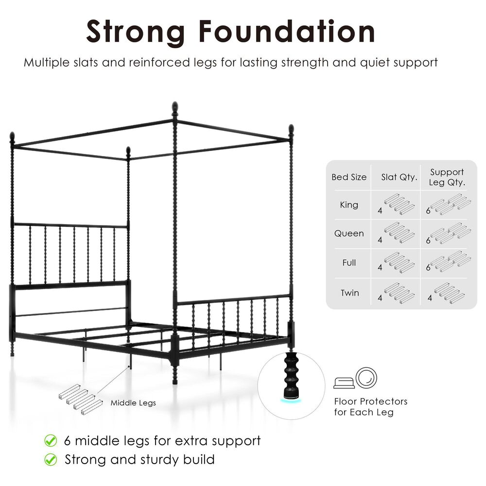 Furniture of America Elliot Queen Canopy Bed in Black, , large