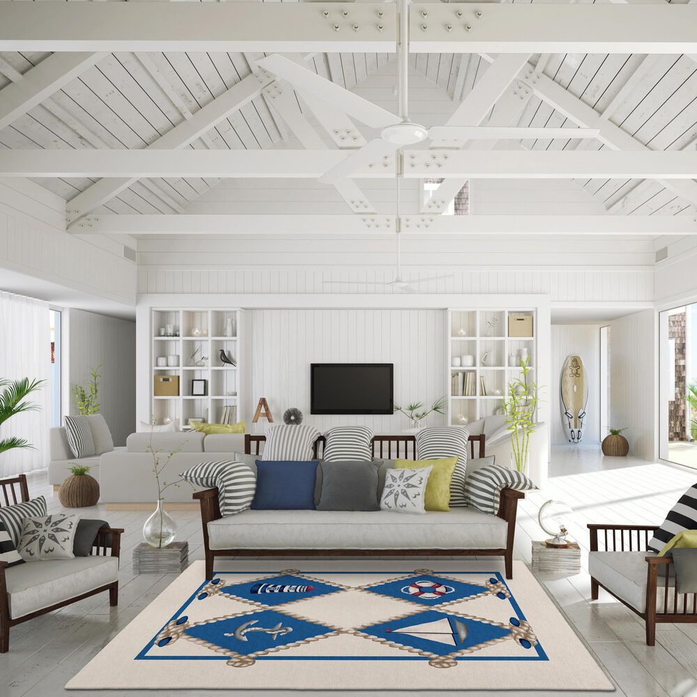 Dalyn Rug Company Harbor Nautical 10&#39; x 14&#39; Ivory Indoor/Outdoor Area Rug, , large