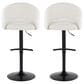 LumiSource Renee Adjustable Swivel Bar Stool with Cream Fabric Upholstery in Black (Set of 2), , large