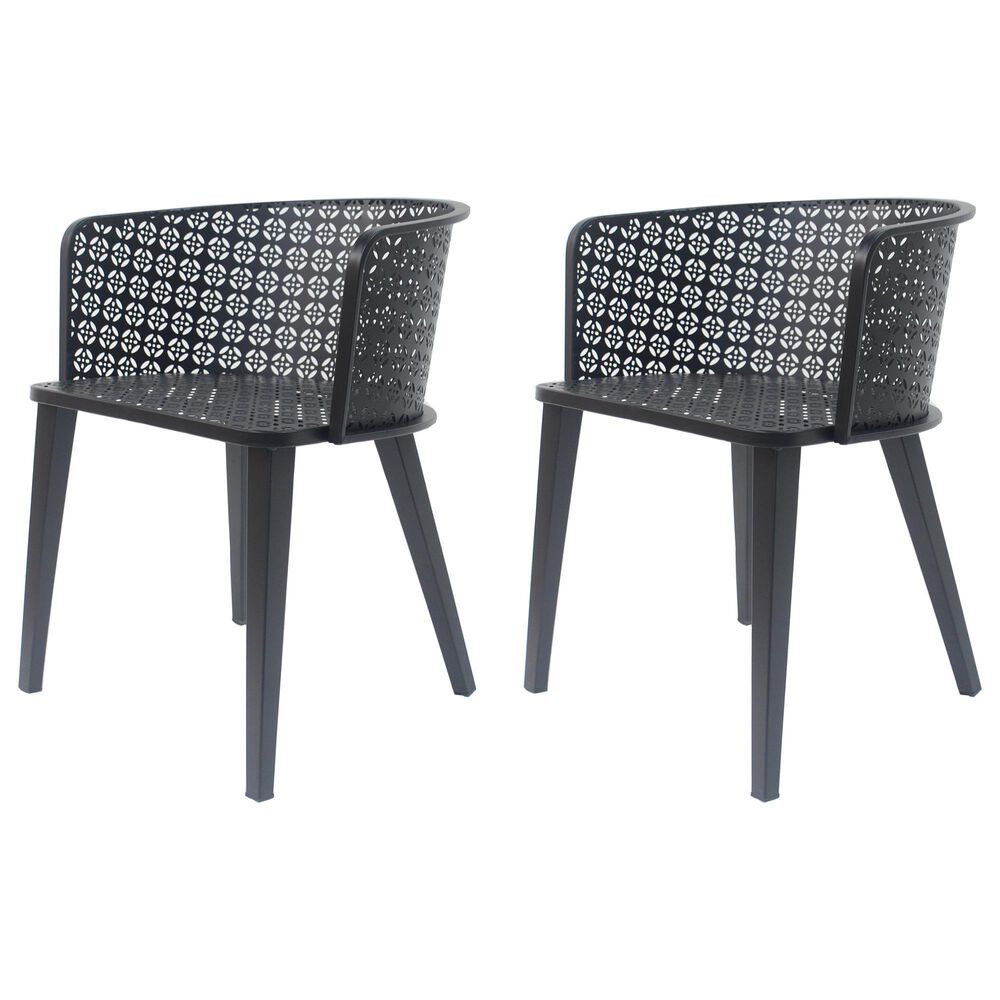 Hearth and Haven Milan Outdoor Dining Chair in Black (Set of 2), , large