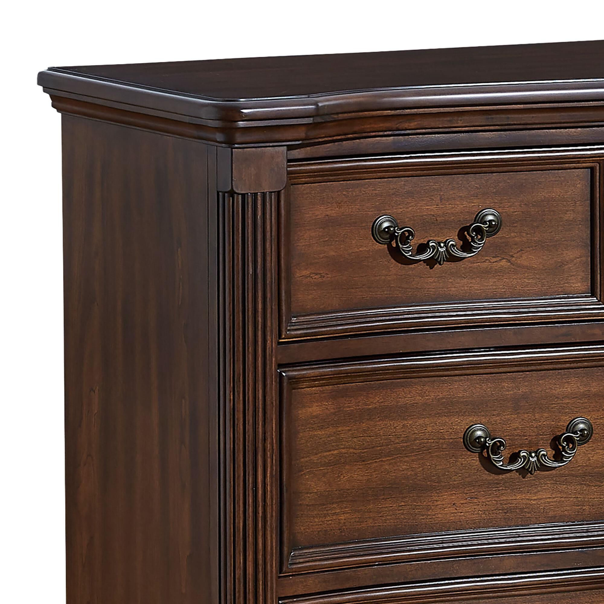 Ashley Lavinton 7-Drawer Dresser and Mirror in Cherry Brown