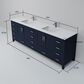 Lexora Home Jacques 84" Double Bathroom Vanity in Navy Blue with 2 cm White Cultured Marble Top and Rectangular Sinks, , large