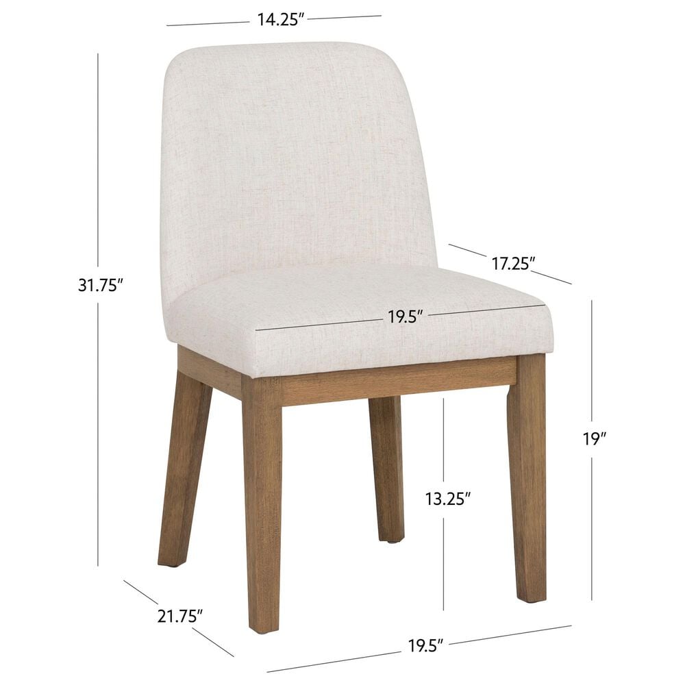 Linon Home Decor Tucker Side Chair with Cream Cushion in Natural Brown (Set of 2), , large