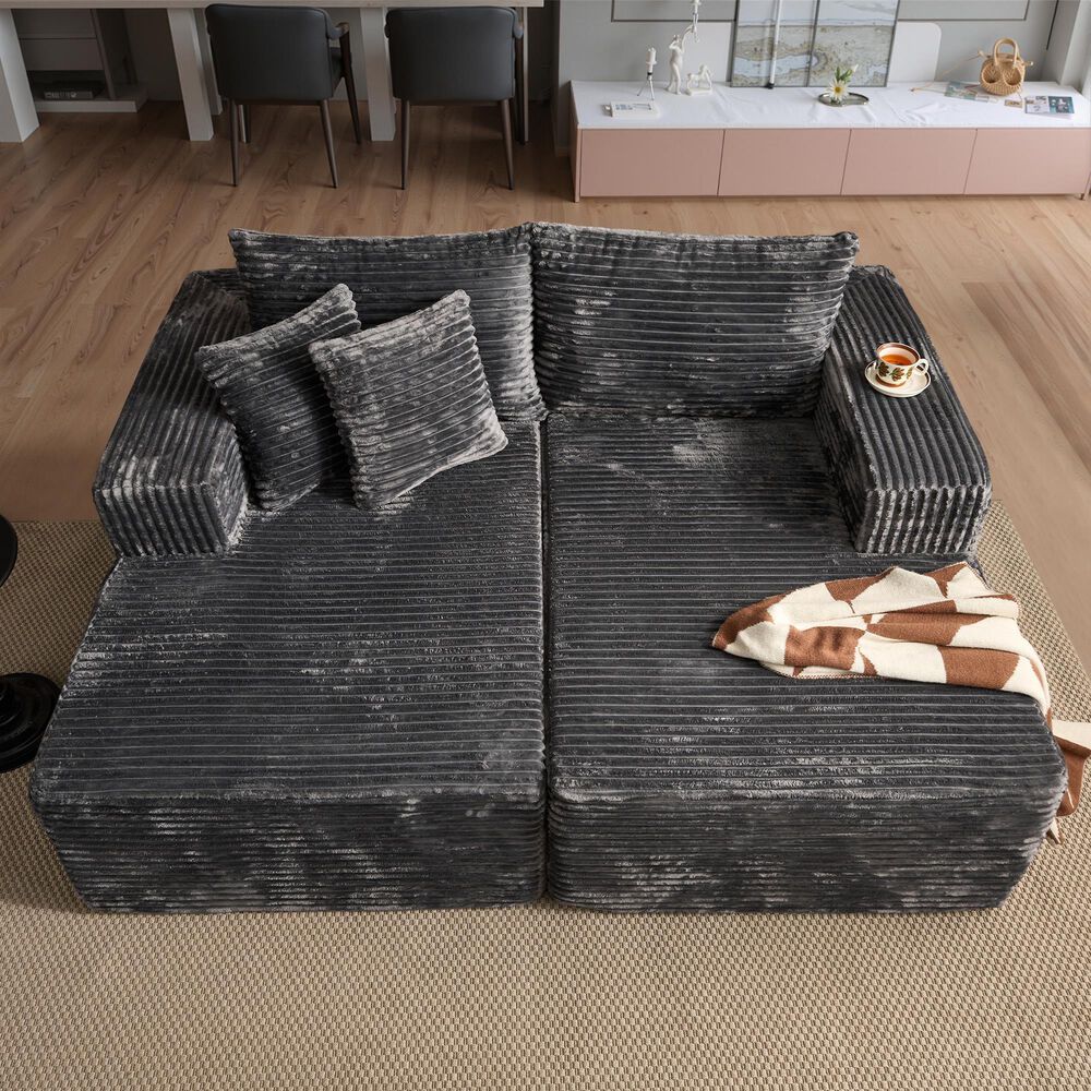 HOMLUX Sectional Sofa,  with High-Density Foam, Standard Plush Couch in Grey, , large