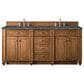 James Martin Vanities Bristol 72" Double Bathroom Vanity in Saddle Brown with 3 cm Parisien Bleu Quartz Top and Rectangular Sinks, , large