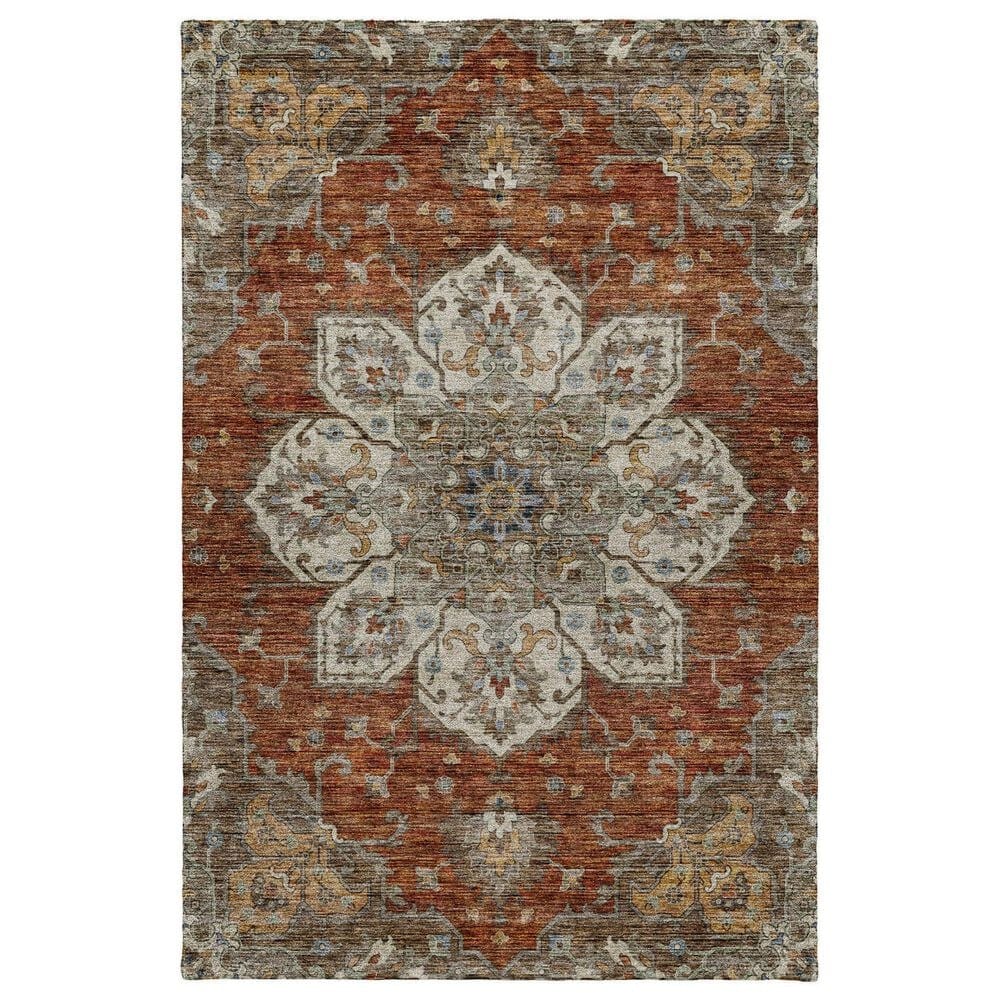 Dalyn Rug Company Silk Road Paprika, Ivory, Beige, Gold, Brown, Gray and Teal 3" x 5" Area Rug, , large