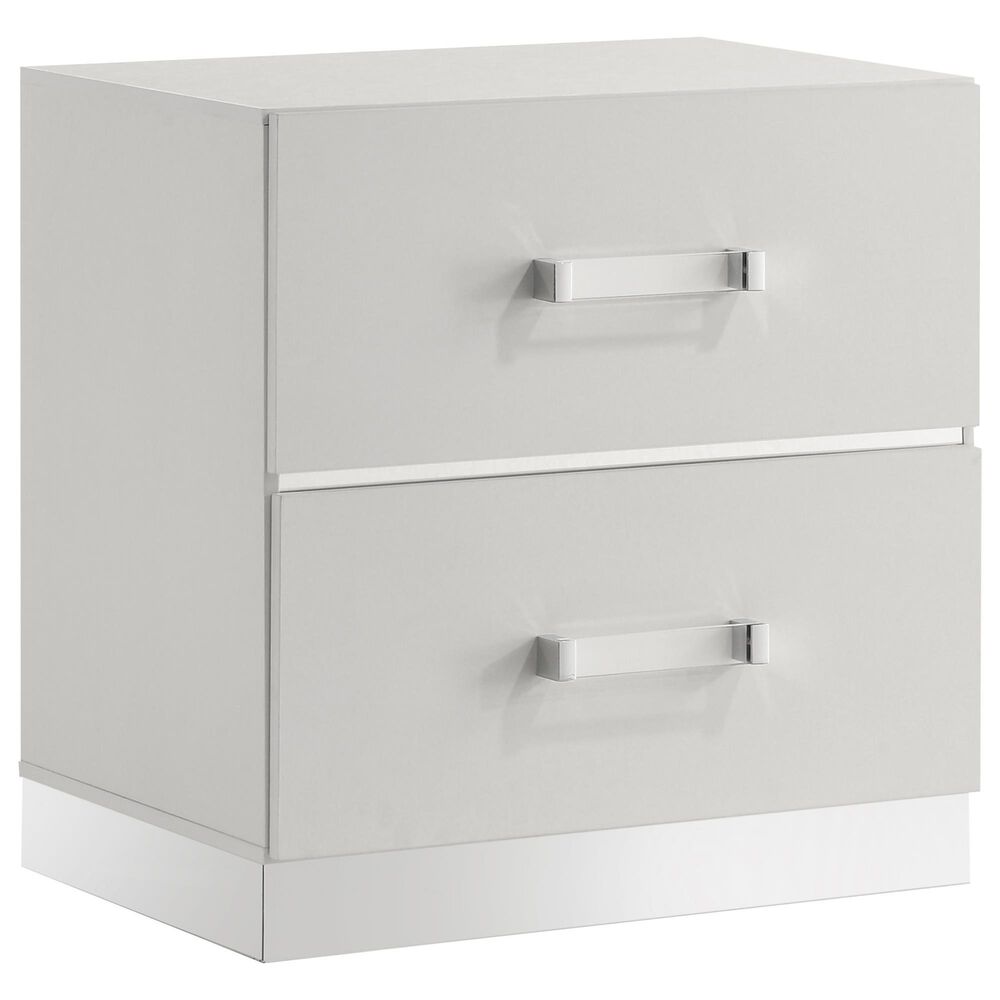New Heritage Europa 4 Piece Wood Queen Panel Bedroom Set with Nightstand in White, , large