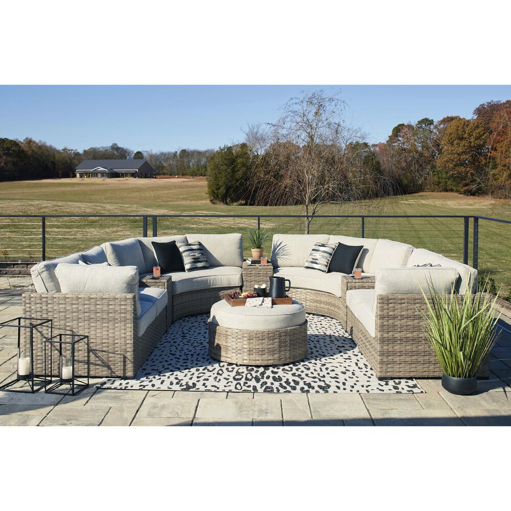 Ashley Calworth Patio Ottoman in Light Brown, , large