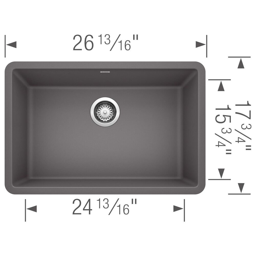 Blanco Precis 27&quot; Single Bowl Kitchen Sink in Cinder, , large