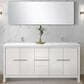 Lexora Home Lafarre 72" Double Bathroom Vanity in Rustic Acacia with 2 cm White Quartz Top, Rectangular Sinks and 70" Mirror, , large