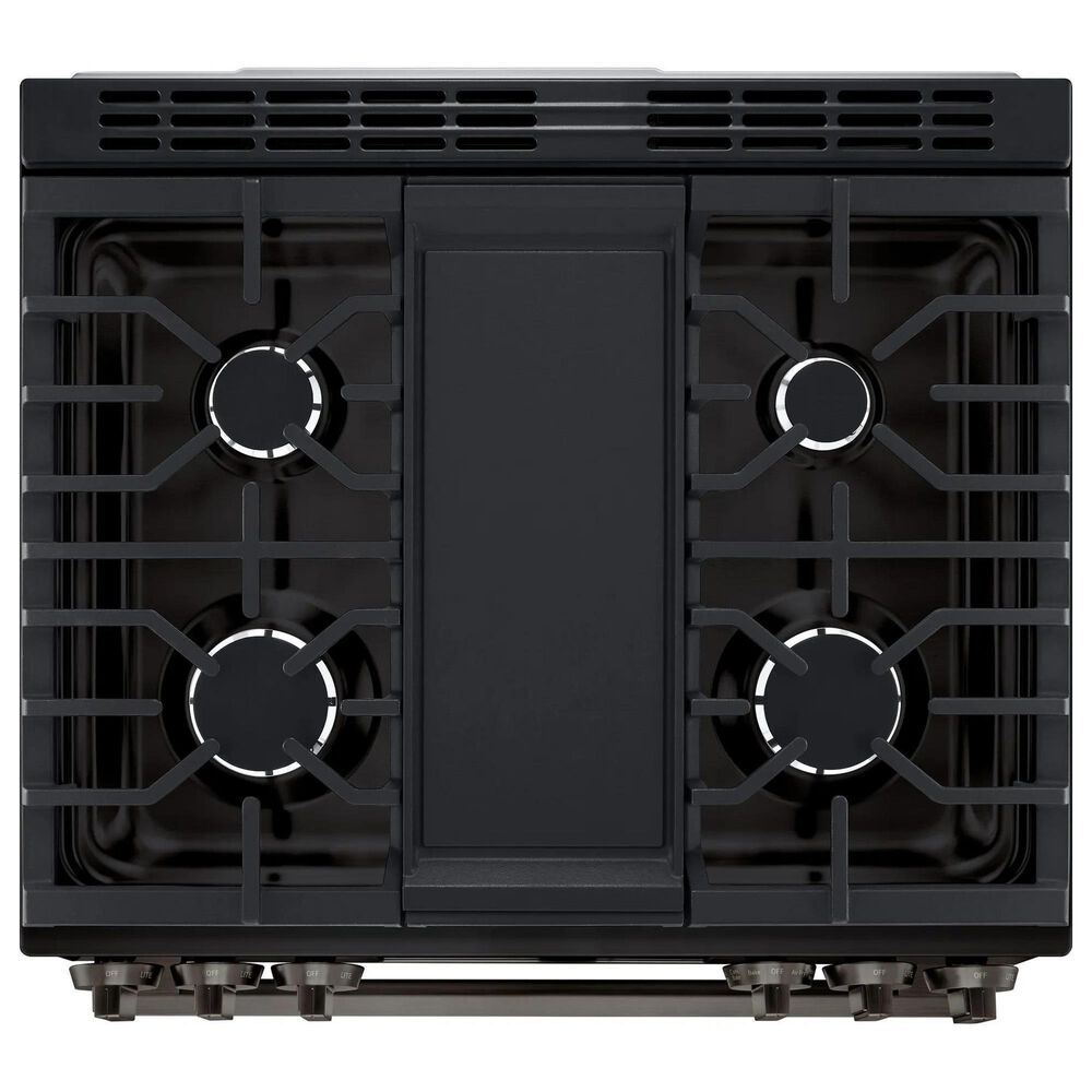 LG 2-Piece Kitchen Package with 6.3 Cu. Ft. Smart Slide-In Gas Range and 2.1 Cu. Ft. Smart Over-the-Range Microwave in Black Stainless Steel, , large