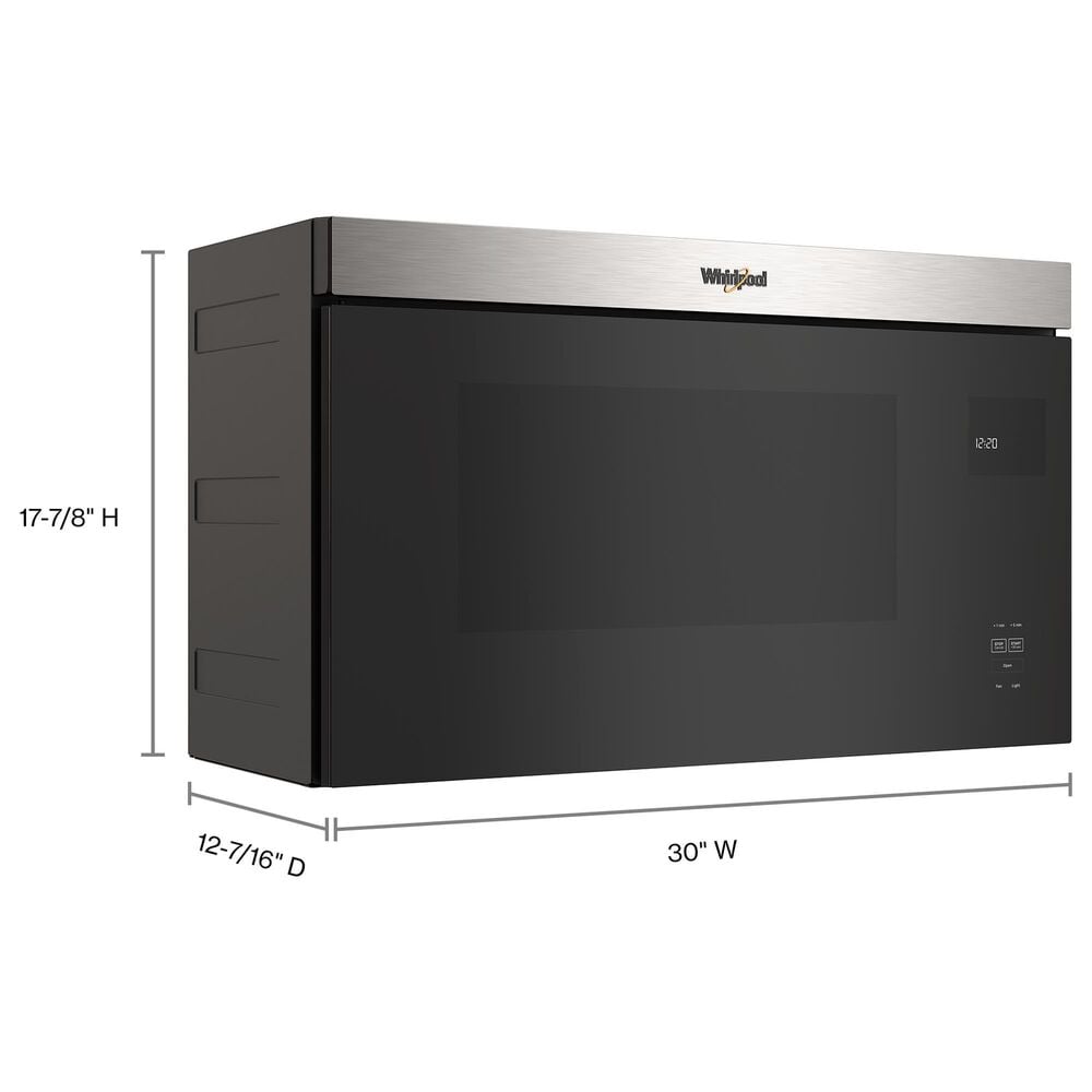 Whirlpool 2-Piece Kitchen Package with Black Stainless 5 Cu. Ft. Smart Electric Range and Fingerprint Resistant Stainless Steel 1.1 Cu. Ft. Flush Mount Microwave, , large