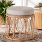 bali & pari Hachiro Ottoman Footstool with Natural Rattan in White, , large