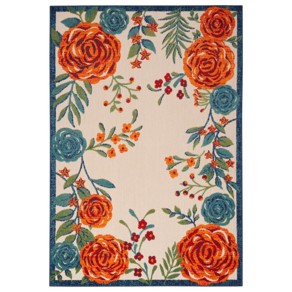 Nourison Aloha ALH32 Ivory and Multicolor 3'6" x 5'6" Indoor/Outdoor Area Rug, , large