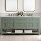 James Martin Vanities Breckenridge 72" Double Bathroom Vanity in Smokey Celadon with 3 cm Carrara White Marble Top and Rectangular Sinks, , large