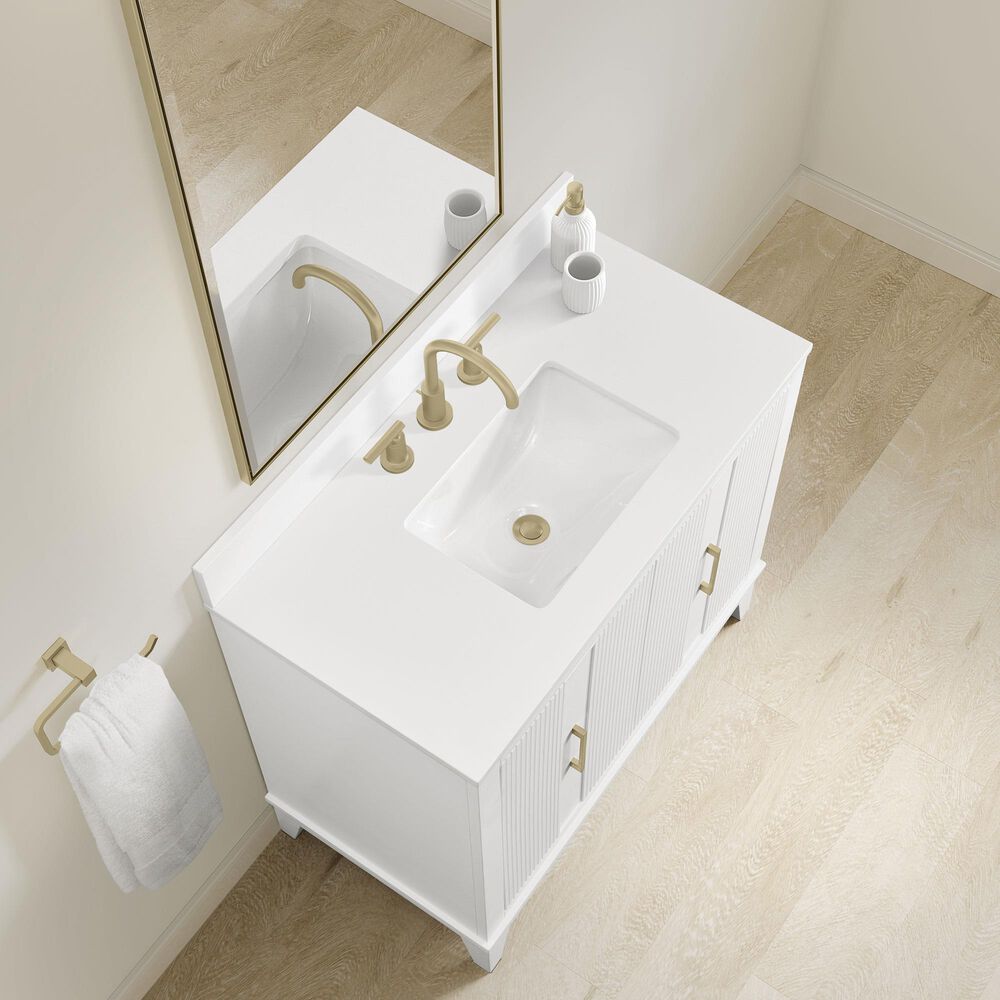 37B Fenwick 36" Single Bathroom Vanity in Bright White with Glossy White Composite Stone Top and Backsplash, , large