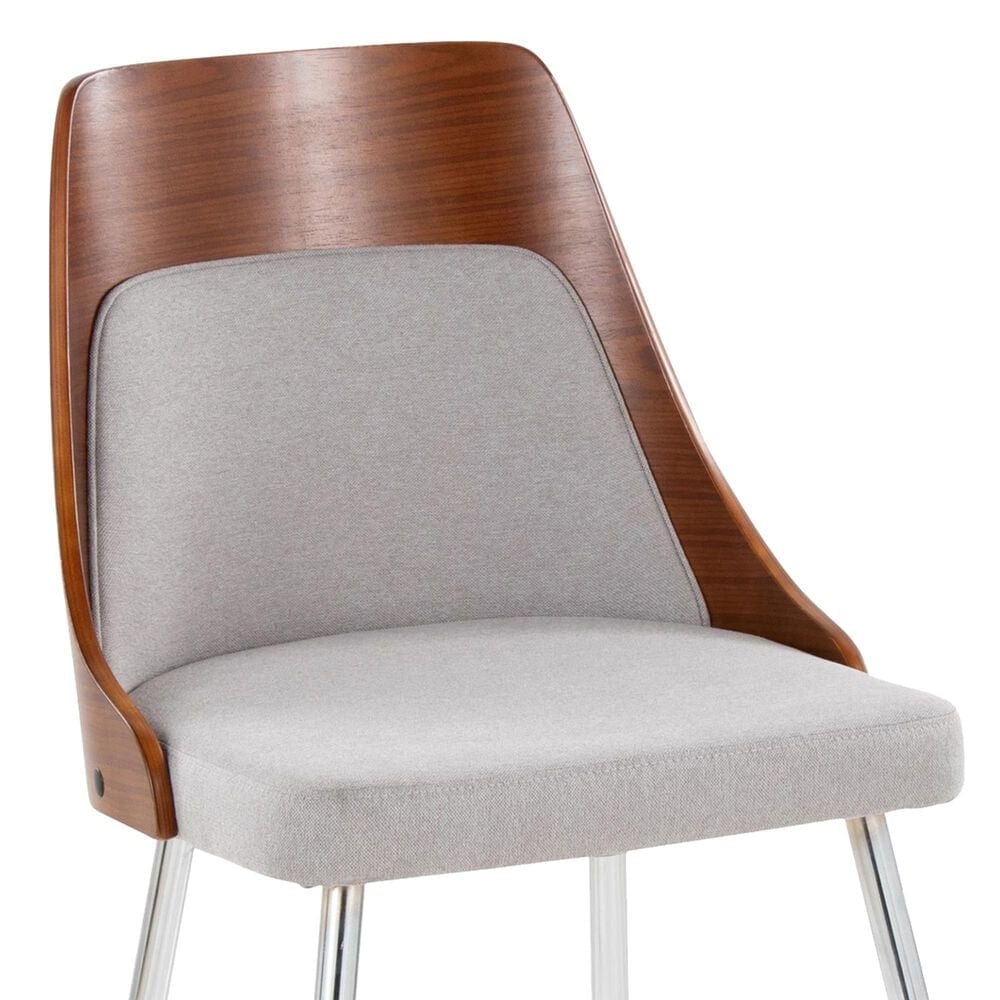 Lumisource Anabelle Side Chair with Grey Cushion in Chrome and Walnut &#40;Set of 2&#41;, , large