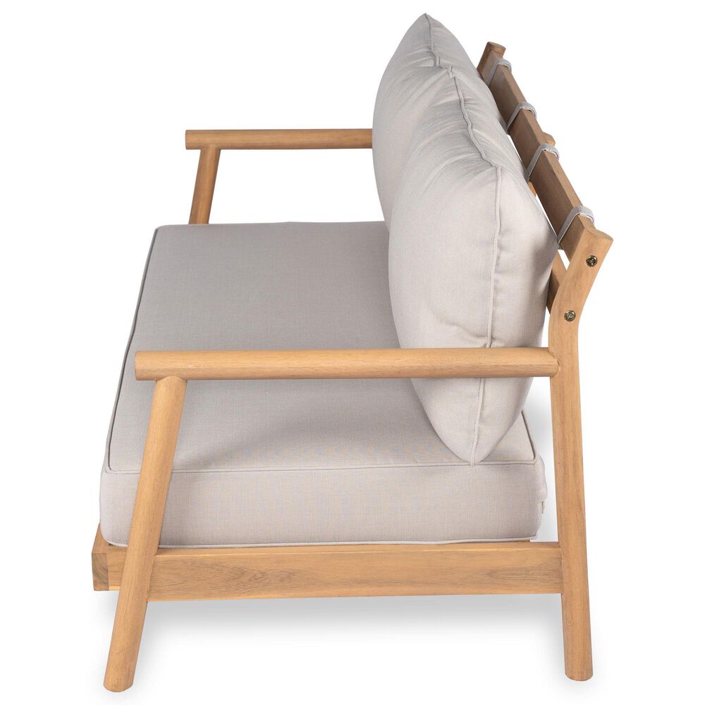 Hearth and Haven Outdoor Loveseat with Cushions and Teak Frame in Beige, , large
