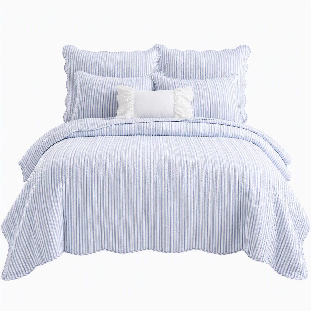 Levtex Martha Stripe 3-Piece King Quilt Set in Blue and White, , large